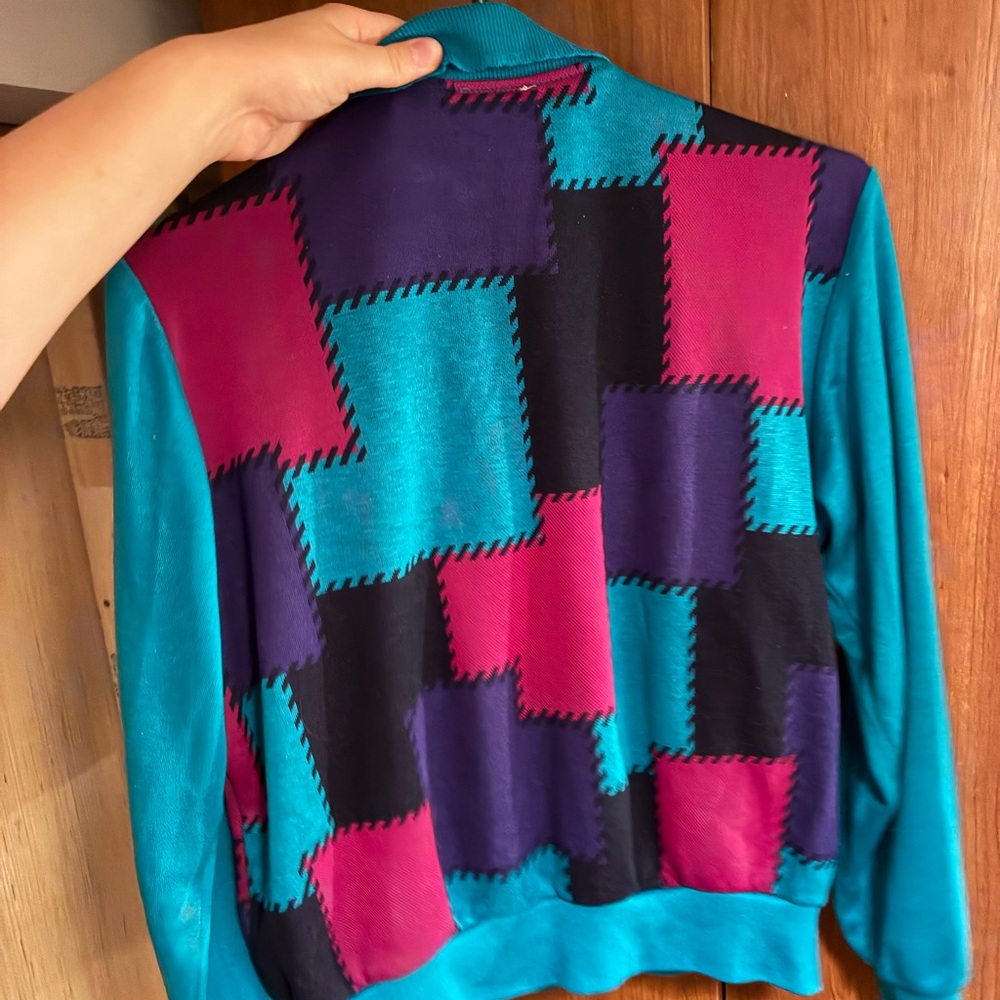 Alfred Dunner Teal and Magenta Cardigan Sweater - Picture 2 of 3